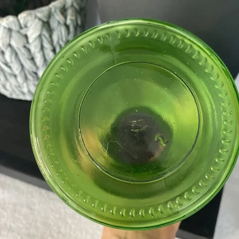 Vintage Frosted green jar/vase. 7 1/2 inches in height 4 inches wide. #2